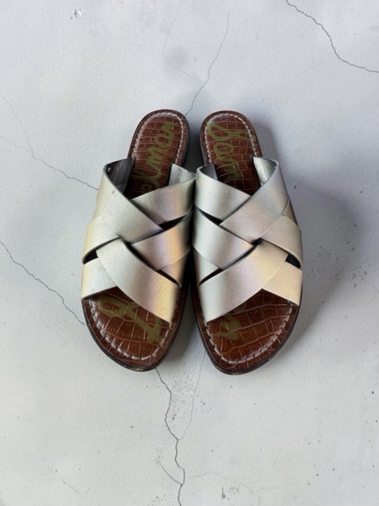 Sam Edelman Shoes - Sam Edelman Metallic Silver Crisscross Slide Sandals